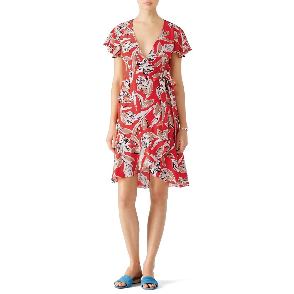 Sachin & Babi Lincoln Silk Floral Midi Dress Red Size 4